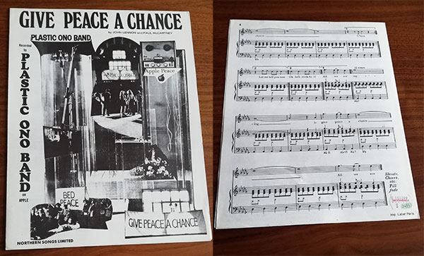 John  Lennon (The Beatles) : Give Peace a Chance, sheet music, France - $ 10.8