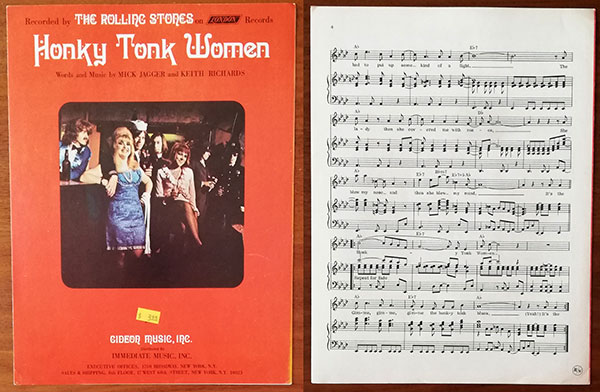 The Rolling Stones: Honky Tonk Women - Gideon Music, Inc., USA 1969, sheet music
