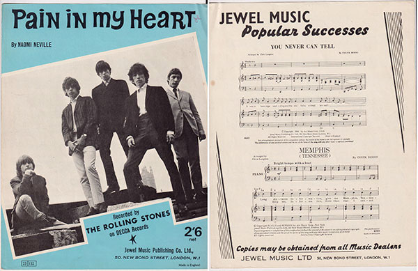 The Rolling Stones: Pain In My Heart - Jewel Music Publishing Co. Ltd, UK 1964, sheet music