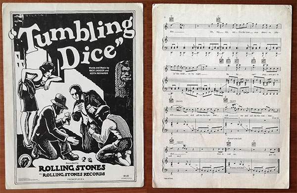 The Rolling Stones: Tumbling Dice, USA 1972, sheet music
