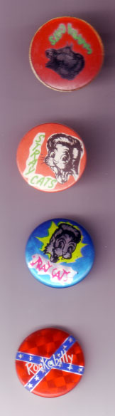 Stray Cats : 1980's buttons, buttons, UK - £ 10.32
