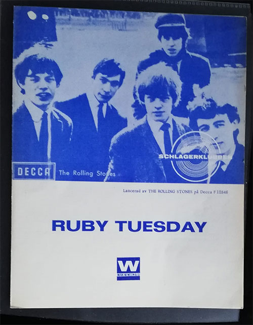 The Rolling Stones: Ruby Tuesday, sheet music, Sweden, 1967 - £ 21.25