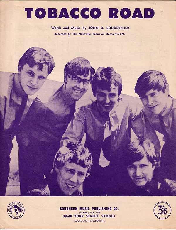 The Nashville Teens: Tobacco Road - Southern Music Publishing Co., Australia 1964, sheet music