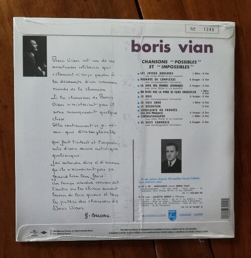 Boris Vian - Chansons Possibles et Impossibles - Philips 063 022-0 France 10" PS