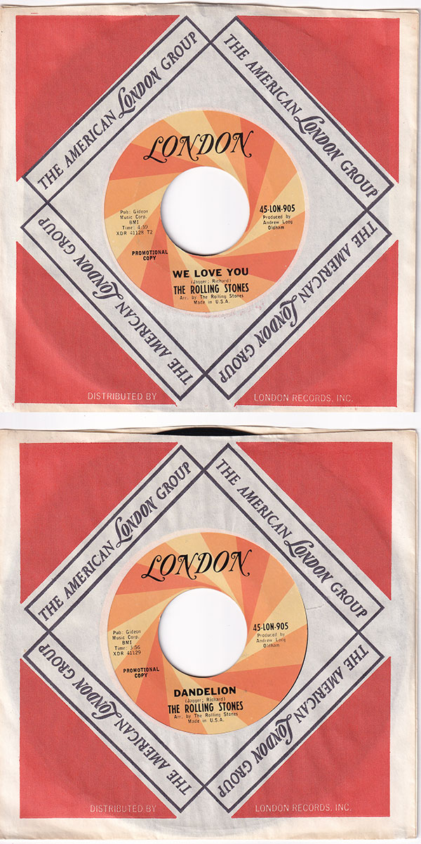 The Rolling Stones - We Love You - London 45-LON-905 USA 7" CS