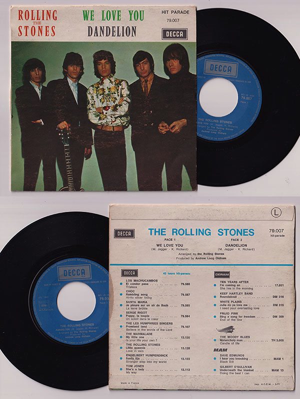 The Rolling Stones: We Love You, 7" PS, France, 1971 - 36 €
