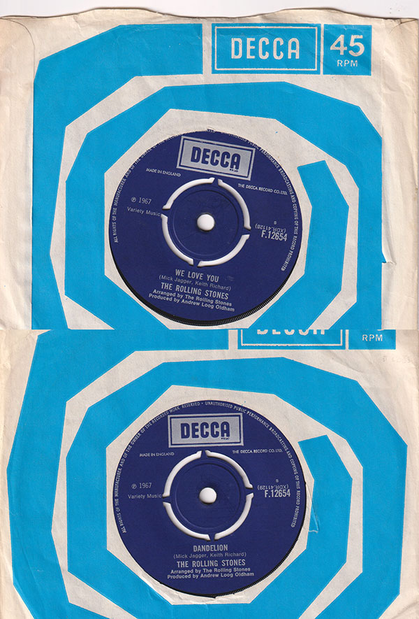 The Rolling Stones: We Love You - Decca F.12654, UK 1967, 7" CS
