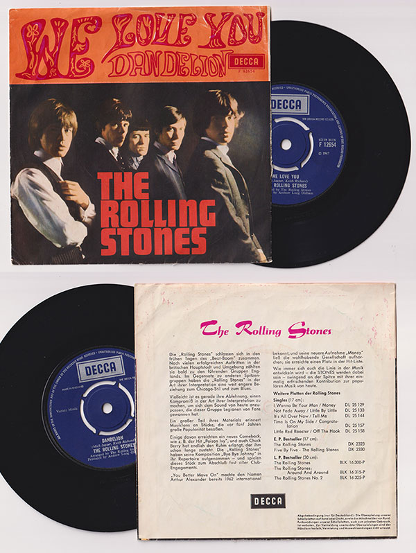 The Rolling Stones: We Love You - Decca F 12654, Sweden 1967, 7" PS