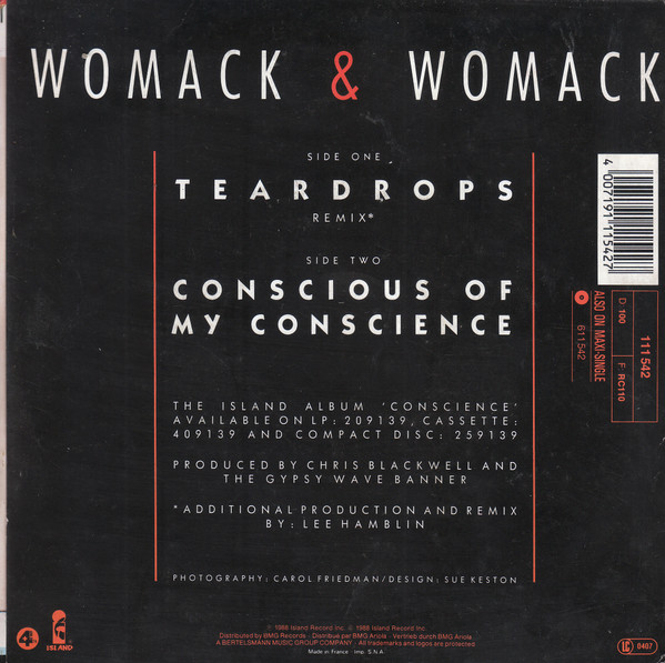 Womack & Womack - Teardrops - Island 111 542 France 7" PS