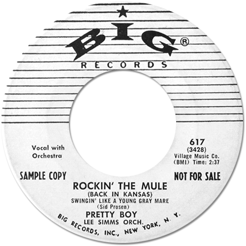Pretty Boy (Don Covay) : Rockin' The Mule - 7" from USA, 1958