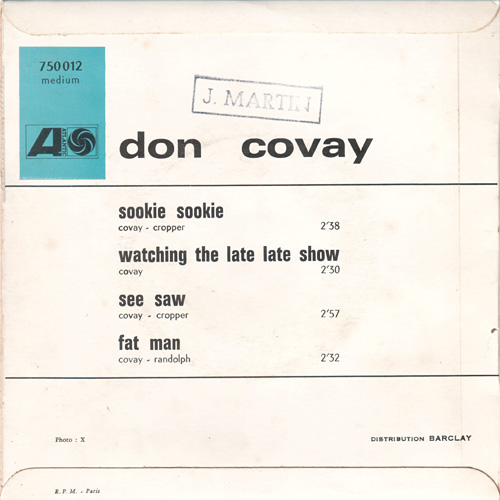Don Covay : Sookie Sookie - 7" EP from France, 1966