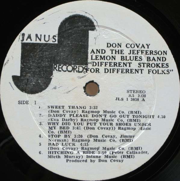 Don Covay and The Jefferson Lemon Blues Band : Different Strokes For Different Folks - LP from USA, 1972