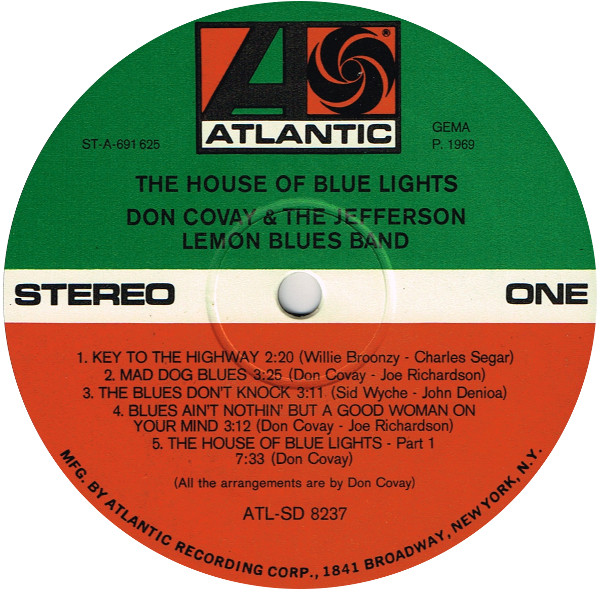 Don Covay and The Jefferson Lemon Blues Band: The House of Blue Lights - LP from Germany, 1969