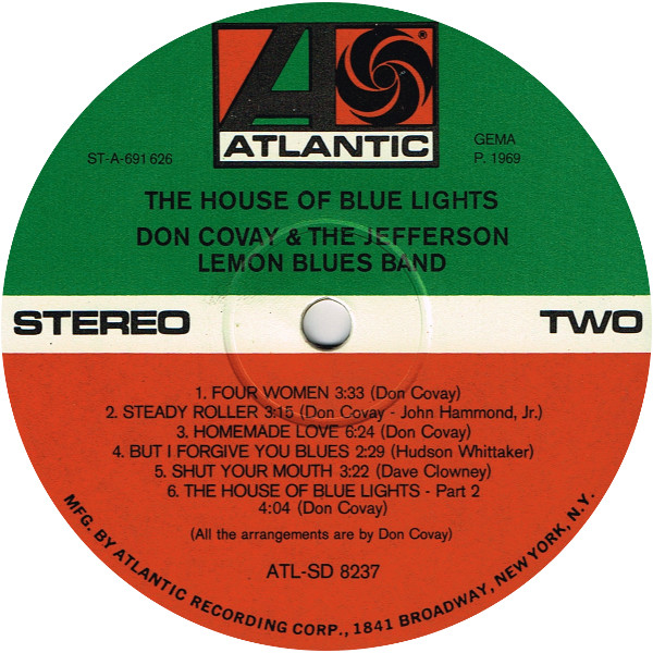 Don Covay and The Jefferson Lemon Blues Band: The House of Blue Lights - LP from Germany, 1969
