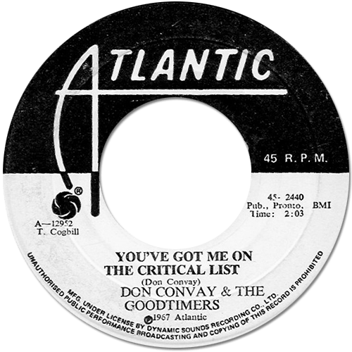 Don Covay and The Goodtimers : Never Had No Love - 7" from Jamaica, 1967