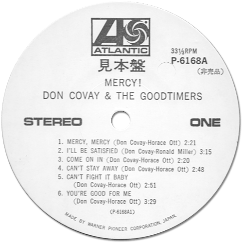 Don Covay and The Goodtimers : Mercy! - LP from Japan, 1978