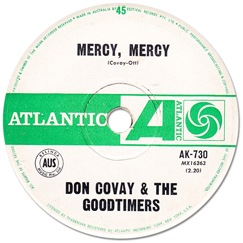 Don Covay and The Goodtimers : Mercy Mercy - 7" CS from Australia, 1964