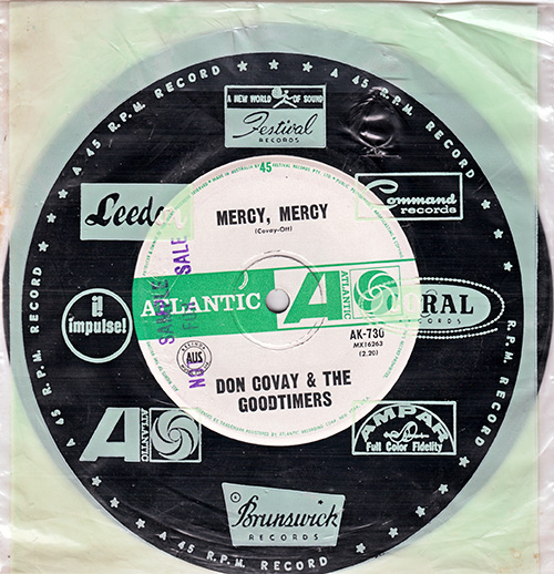 Don Covay and The Goodtimers : Mercy Mercy - 7" CS from Australia, 1964
