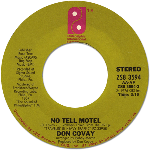 Don Covay : No Tell Motel - 7" CS from USA, 1976