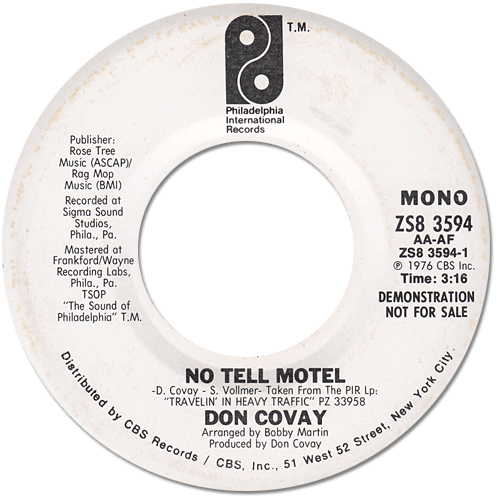 Don Covay : No Tell Motel - 7" CS from USA, 1976