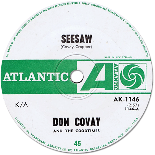 Don Covay and The Goodtimers : See-Saw - 7" CS from New Zealand, 1965