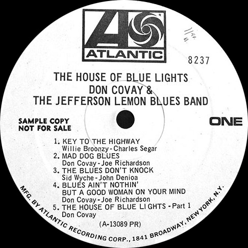 Don Covay and The Jefferson Lemon Blues Band: The House of Blue Lights - LP from USA, 1969