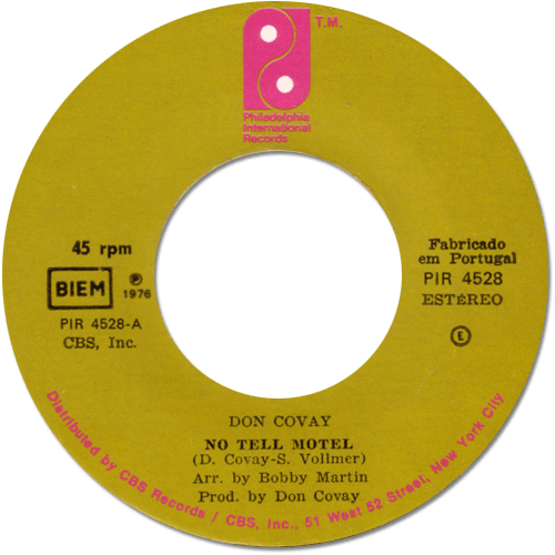 Don Covay : No Tell Motel - 7" PS from Portugal, 1976