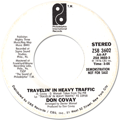 Don Covay : Travelin' In Heavy Traffic - 7" CS from USA, 1976