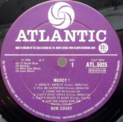 Don Covay and The Goodtimers: Mercy! - LP from UK, 1965