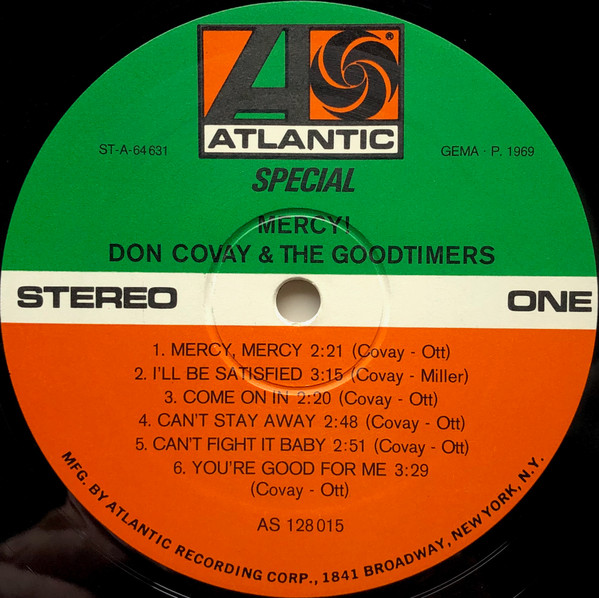 Don Covay and The Goodtimers : Mercy! - LP from Germany, 1969 Don Covay and The Goodtimers : Mercy! - LP from Germany, 1969