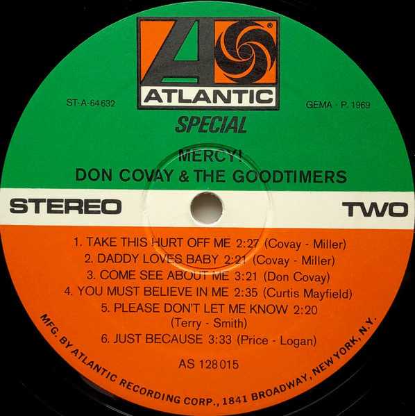 Don Covay and The Goodtimers : Mercy! - LP from Germany, 1969 Don Covay and The Goodtimers : Mercy! - LP from Germany, 1969