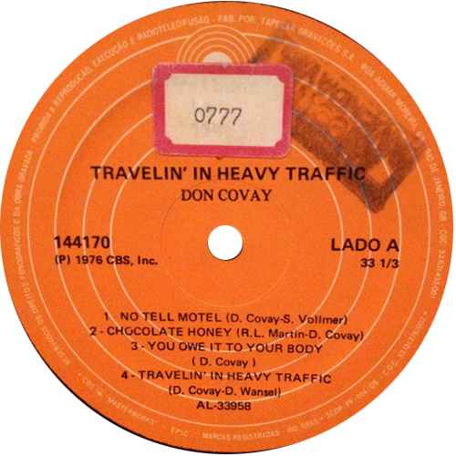 Don Covay: Travelin' In Heavy Traffic - LP from Brazil, 1976