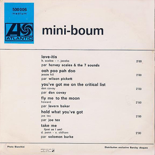 Wilson Pickett / Solomon Burke / Joe Tex / Harvey Scales / Lavern Baker / Don Covay : Mini Boum EP - 7" EP from France, 1966