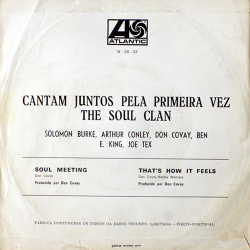 The Soul Clan (Arthur Conley, Ben E. King, Don Covay, Joe Tex, Solomon Burke) : Soul Meeting - 7" PS from Portugal, 1968