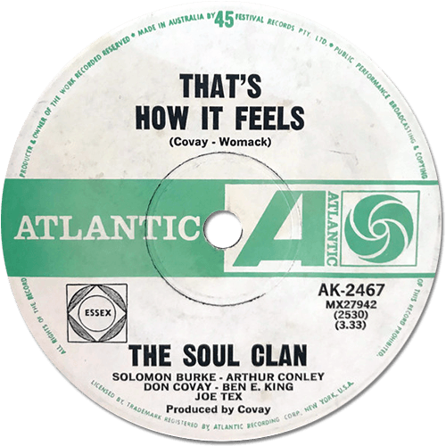 The Soul Clan (Arthur Conley, Ben E. King, Don Covay, Joe Tex, Solomon Burke) : Soul Meeting - 7" CS from Australia, 1968