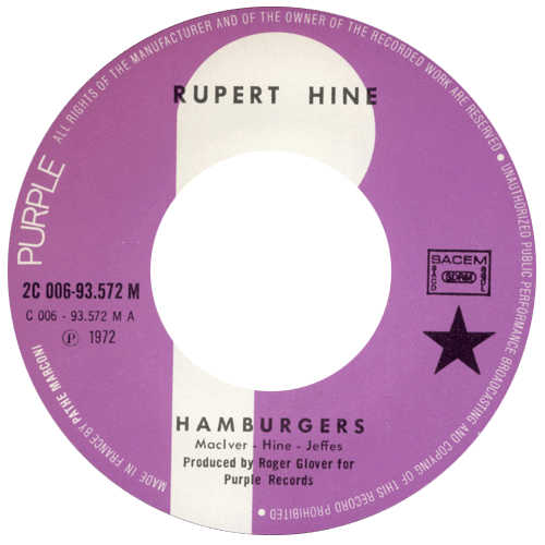 Rupert Hine - Hamburgers - EMI 2C 006 93572 France 7" PS