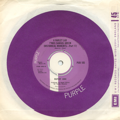 Rupert Hine - Hamburgers - Purple Records PUR 105 UK 7" CS