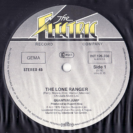 Quantum Jump - The Lone Ranger - Electric 126.350 Germany 12" PS