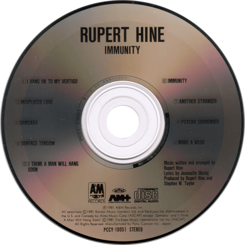 Rupert Hine - Immunity - Pony Canyon Inc. PCCY-10051 Japan CD