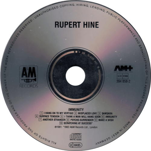 Rupert Hine - Immunity - A&M 394858-2 Germany CD