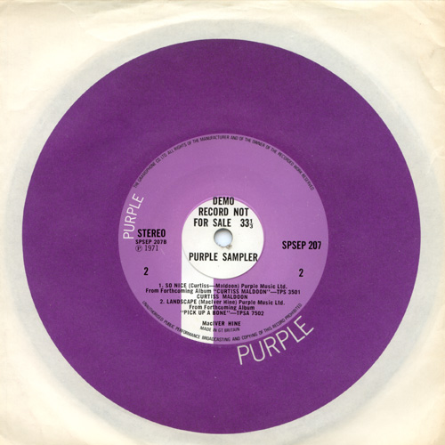 V/A incl. Rupert Hine, Tony Ashton, Buddy Bohn etc. : Purple Sampler - 7" EP from UK, 1971