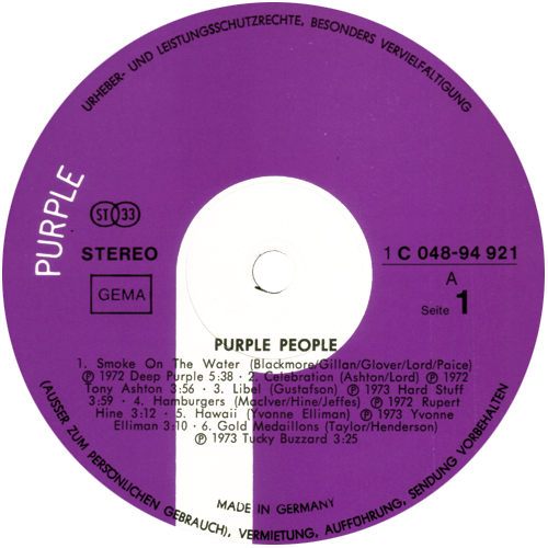 V/A incl. Rupert Hine, Deep Purple, Yvonne Elliman, etc. : Purple People - LP from Germany, 1973