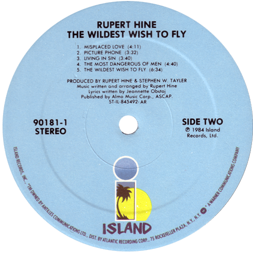 Rupert Hine : The Wildest Wish To Fly - LP from USA, 1984