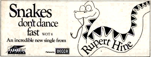 Rupert Hine : Snakes Don't Dance Fast - 7" CS from UK, 1976