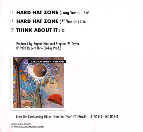 Thinkman - Hard Hat Zone (long version) - BMG 663 150 Germany CDS