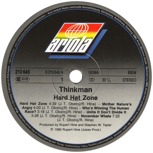 Thinkman - Hard Hat Zone - Ariola 210 645 Germany LP