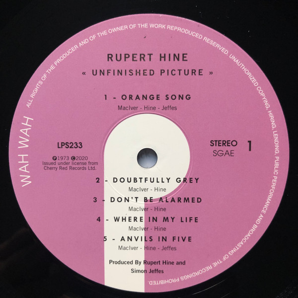 Rupert Hine : Unfinished Picture - LP from Spain, 2022