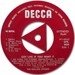 The Rolling Stones - EP DFE.8560 labels • Rhodesia discography: Decca EPs