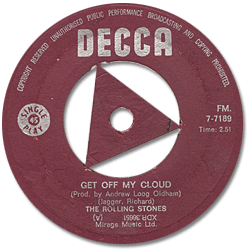 The Rolling Stones - Get Off Of My Cloud - Decca 7-7189 • Rhodesia / Zimbabwe discography