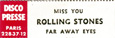 The Rolling Stones - Miss You jukebox strip • France discography: The RSR - EMI years [1978-1984]